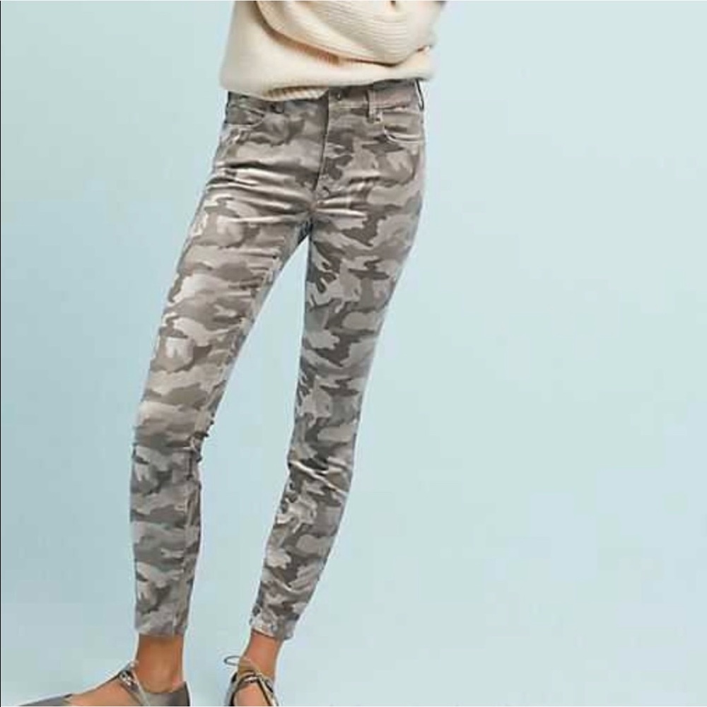 Anthropologie Gray Camouflage Skinny Jeans